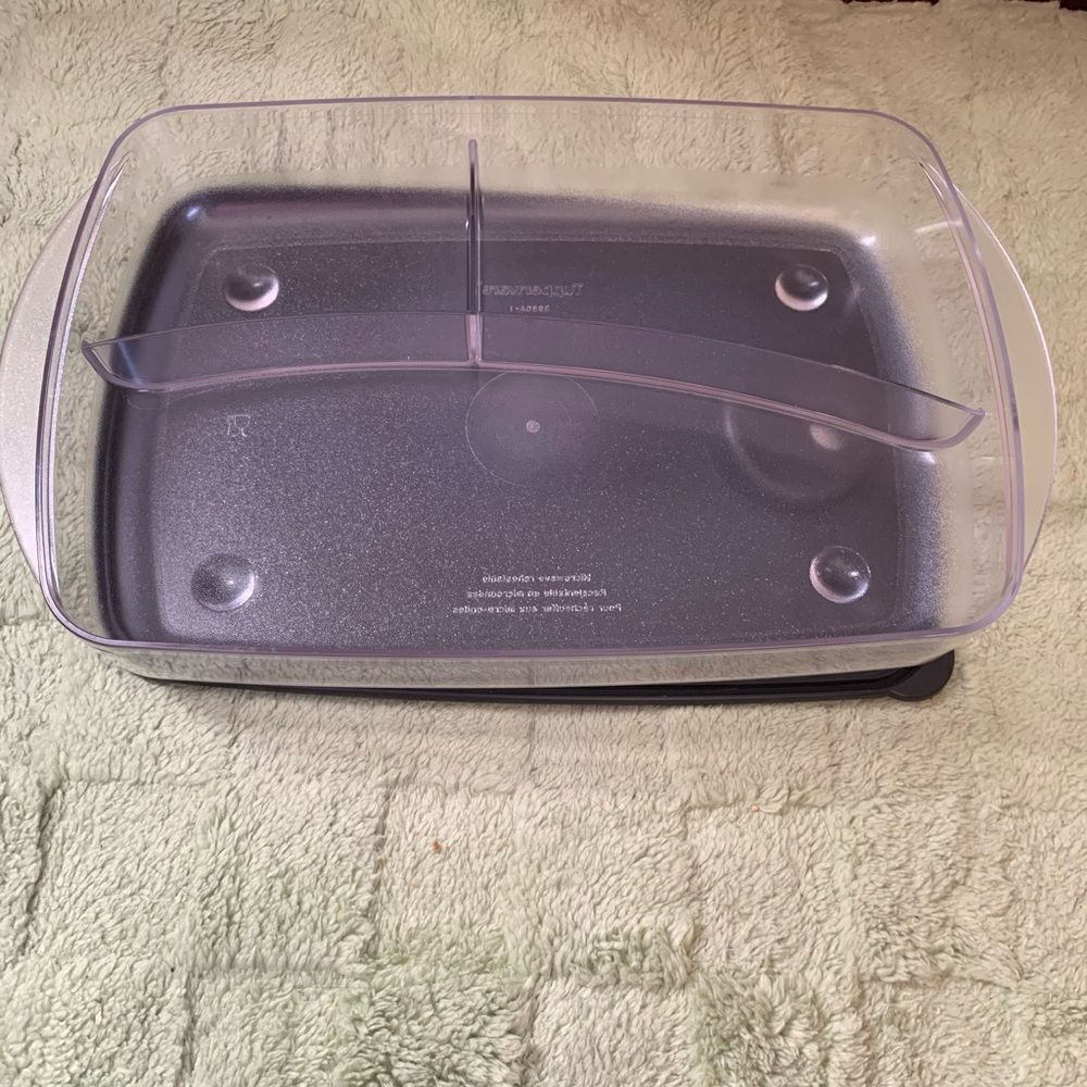 Tupperware Microwave Divided Lunch Dish - Clear & Black